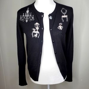 Era Erato Silk Cashmere Black Button Up Cardigan Sweater Made in Germany Sz 36.